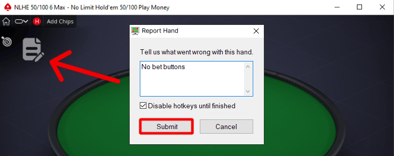 Report the Hand