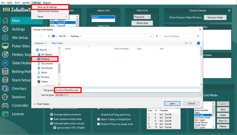 Export All Settings