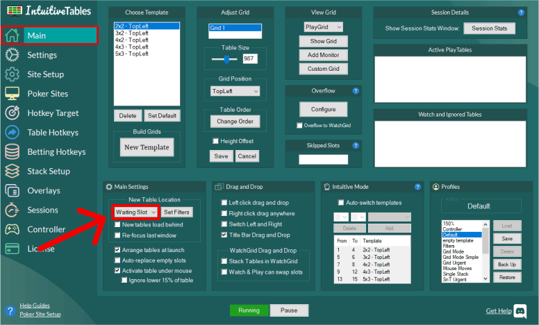 Main Tab of IntuitiveTables