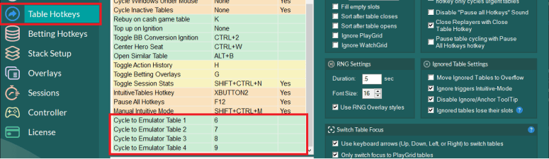 PokerBros table cycling hotkeys